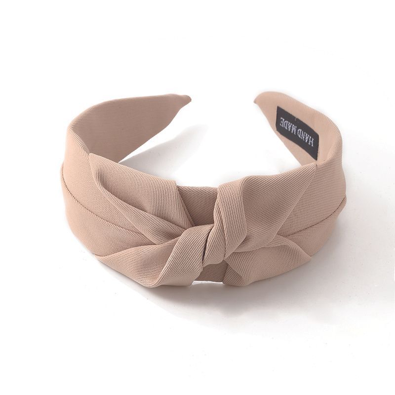 Korean version autumn and winter kink solid color fabric wide edge temperament headband simple and versatile going out headband headdress