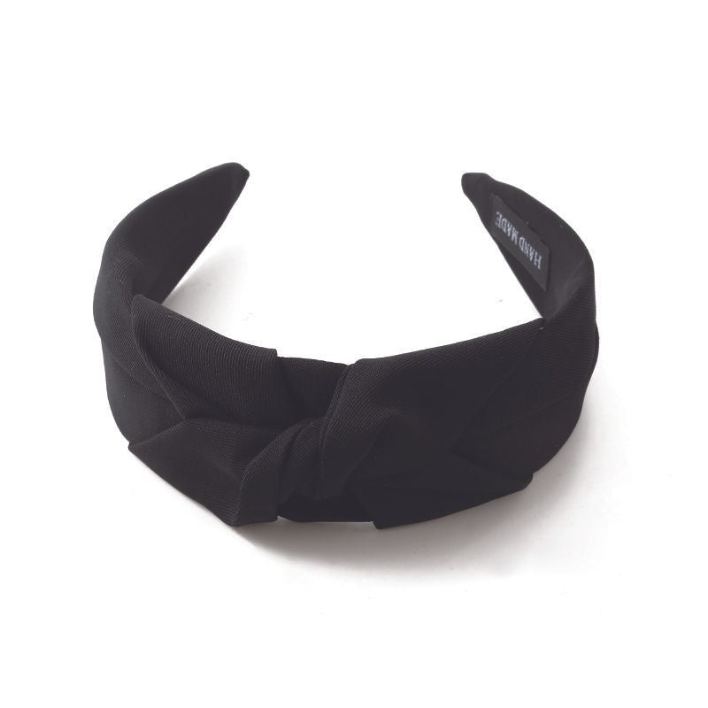 Korean version autumn and winter kink solid color fabric wide edge temperament headband simple and versatile going out headband headdress