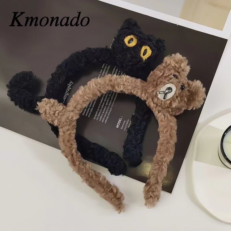 cute cartoon plush face wash headband women's versatile non-slip pressure hair fashion headband hairpin headgear