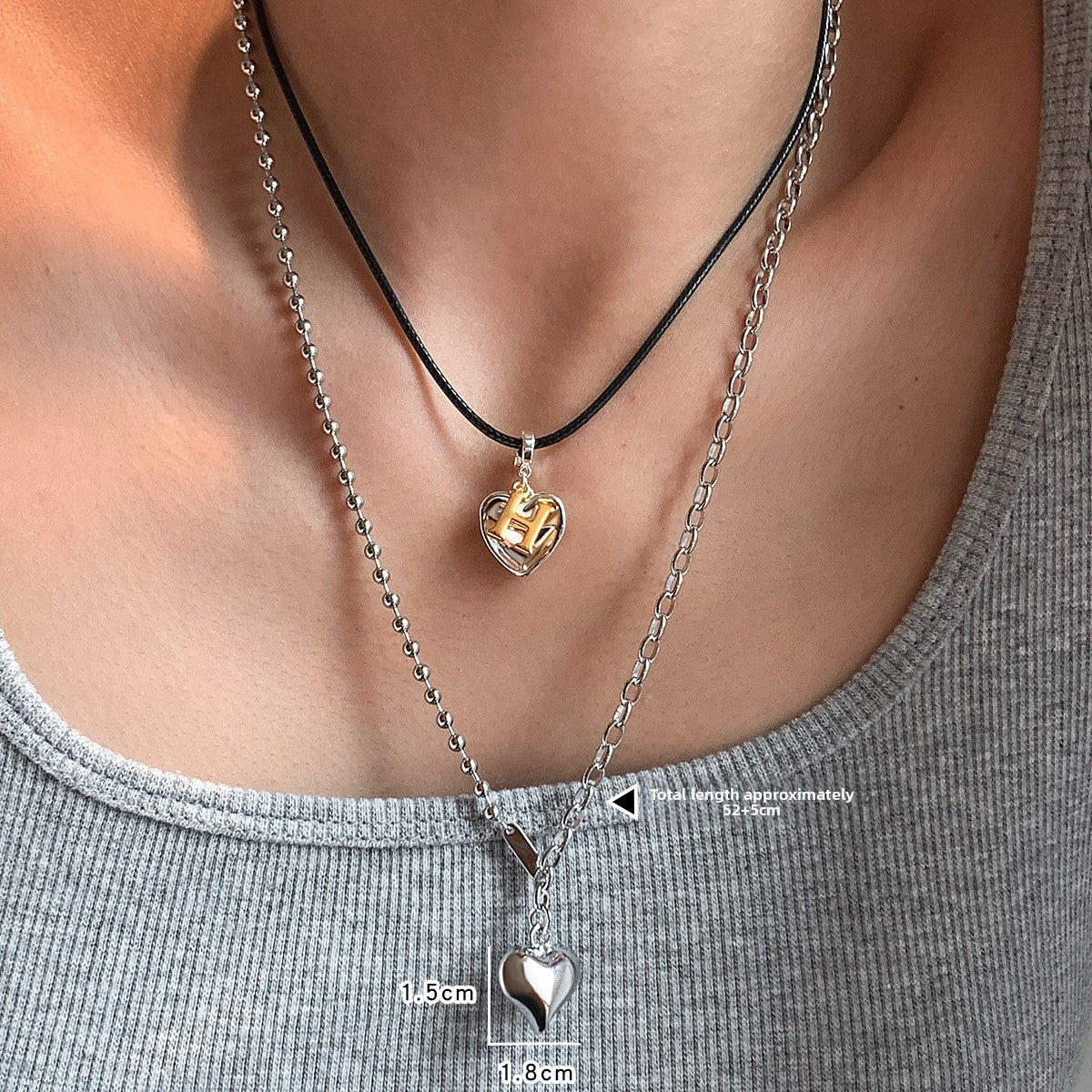 Original European and American long leather rope woven chain love pendant necklace women's accessories light luxury high-end sweater sweater chain