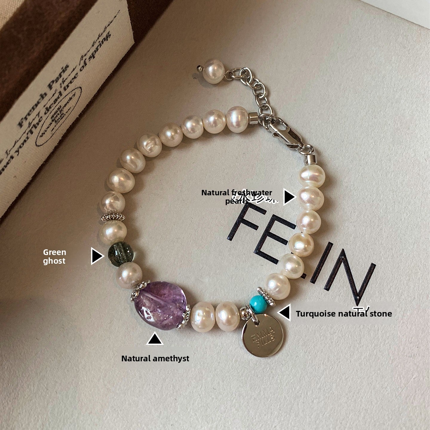 Natural freshwater pearl purple crystal bracelet women's summer 2025 new light luxury high-end emotional stability bracelet