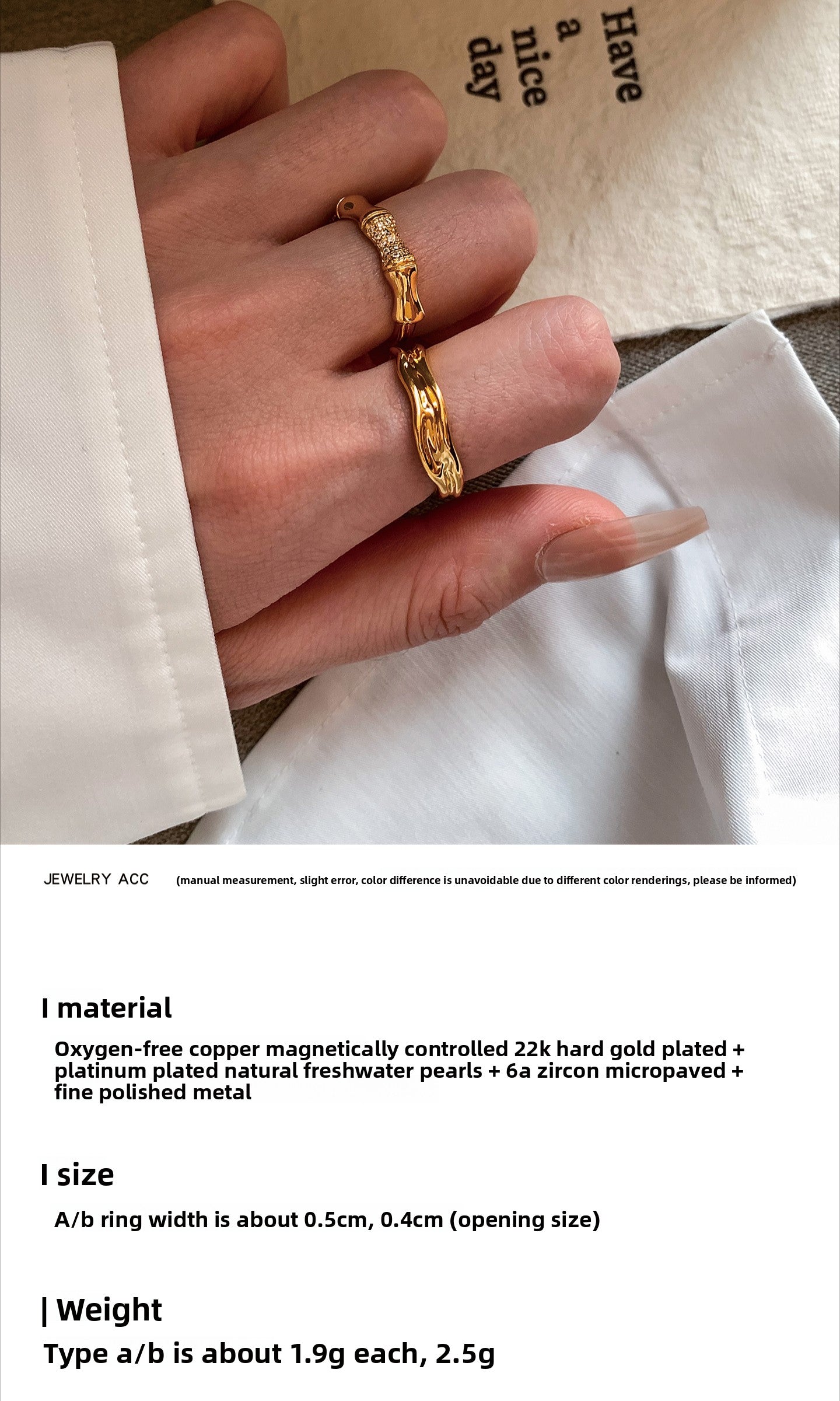 European and American irregular metal plain ring gold and silver middle finger index finger opening ring women's opening adjustable light luxury advanced