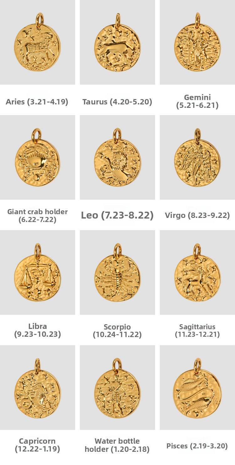 12 constellation natural stone beaded necklace women's accessories summer Europe and America 2025 new light luxury high-end exaggerated neck chain