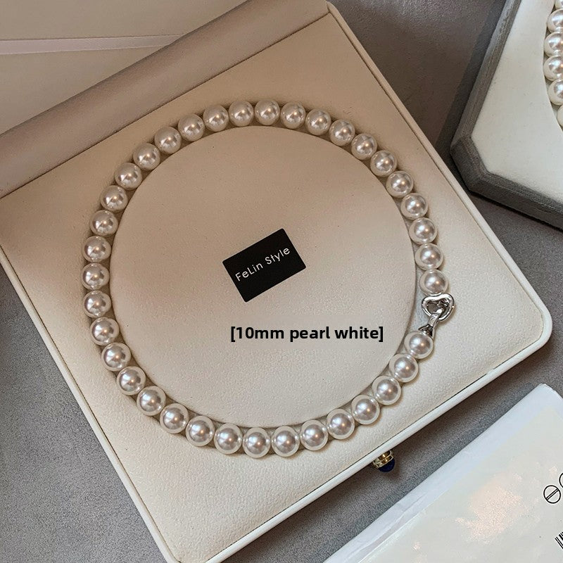 French Aurora Australian White Big Pearl Necklace Women's Sweater Accessories Light Luxury Niche 2025 New Premium Necklace