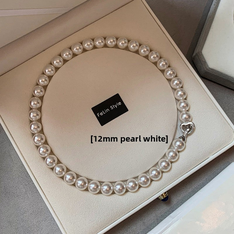 French Aurora Australian White Big Pearl Necklace Women's Sweater Accessories Light Luxury Niche 2025 New Premium Necklace