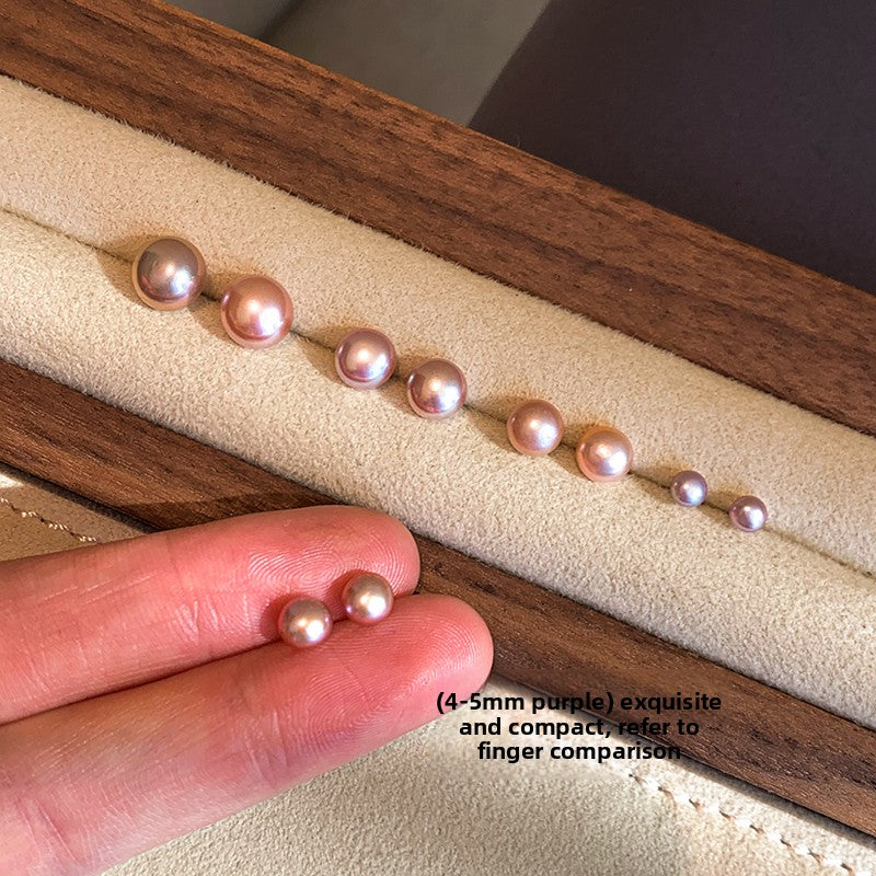 Hard to coax Zhang Ruonan with the same 999 sterling silver purple natural freshwater pearl stud earrings for women's ear holes