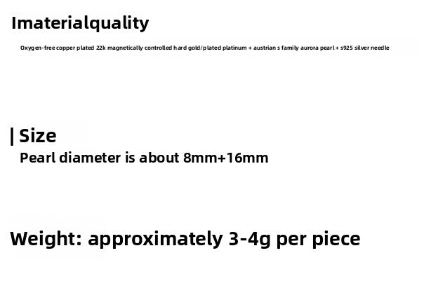 925 Silver Needle S Home Aurora Size Pearl Earrings Women's Light Luxury Premium French Stud Earrings