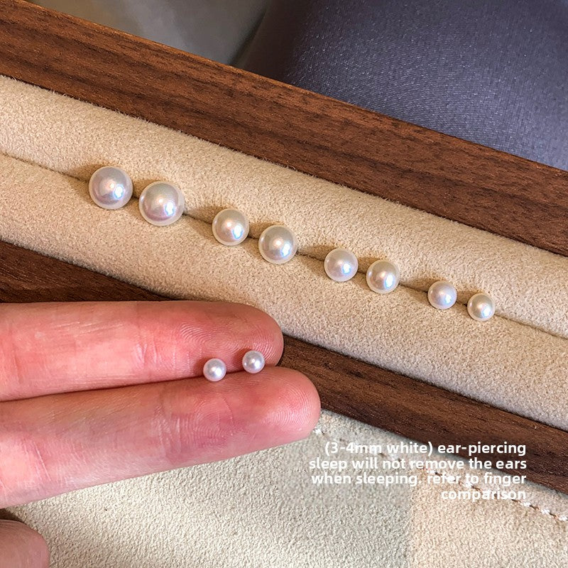 Hard to coax Zhang Ruonan with the same 999 sterling silver purple natural freshwater pearl stud earrings for women's ear holes