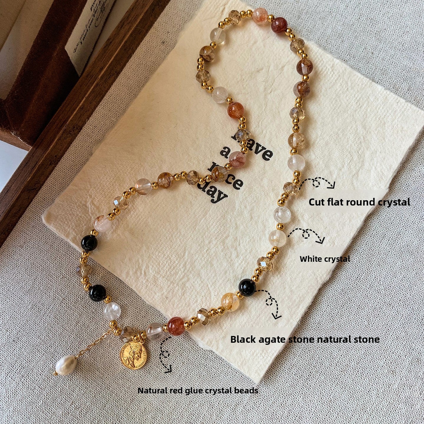 Double-layer stacked wearing lucky yellow pink crystal bracelet women's summer 2025 new light luxury niche exquisite premium bracelet