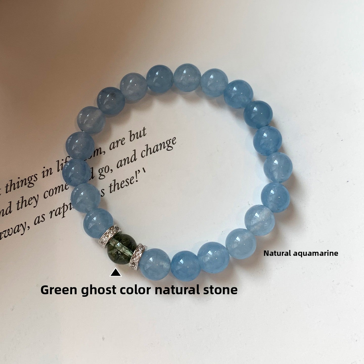 Natural aquamarine green ghost stone bracelet for women, suitable for summer cool and light luxury high-end 2025 new popular bracelet