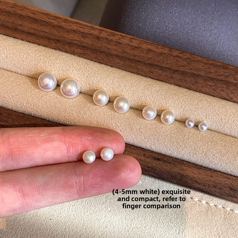 Hard to coax Zhang Ruonan with the same 999 sterling silver purple natural freshwater pearl stud earrings for women's ear holes