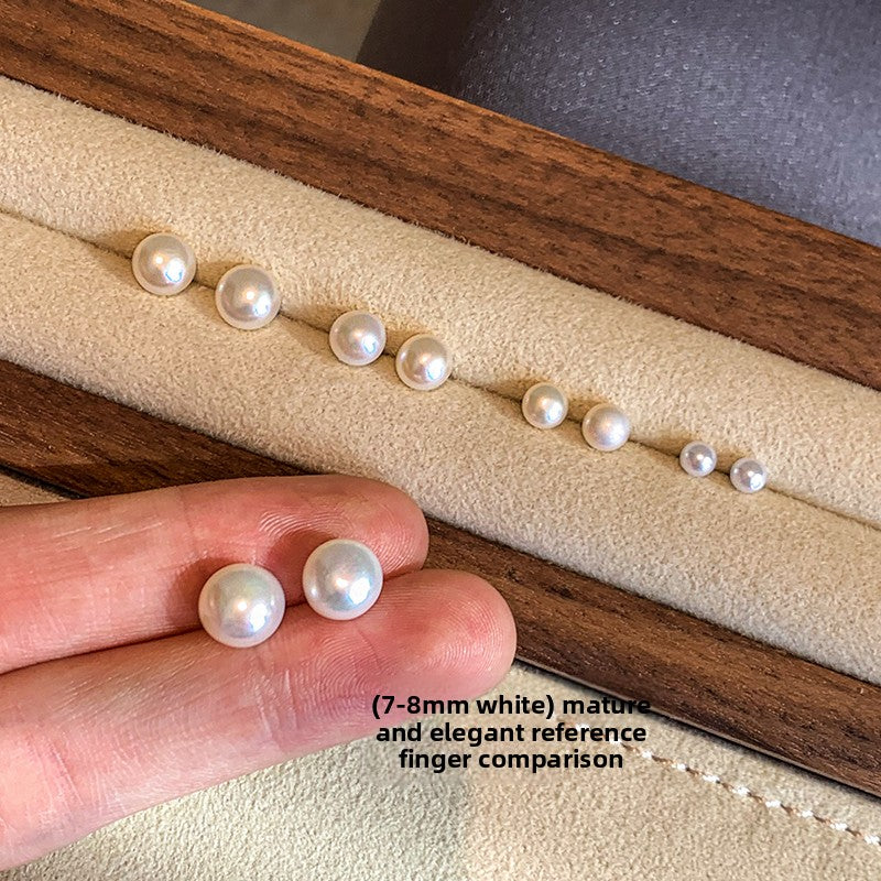 Hard to coax Zhang Ruonan with the same 999 sterling silver purple natural freshwater pearl stud earrings for women's ear holes