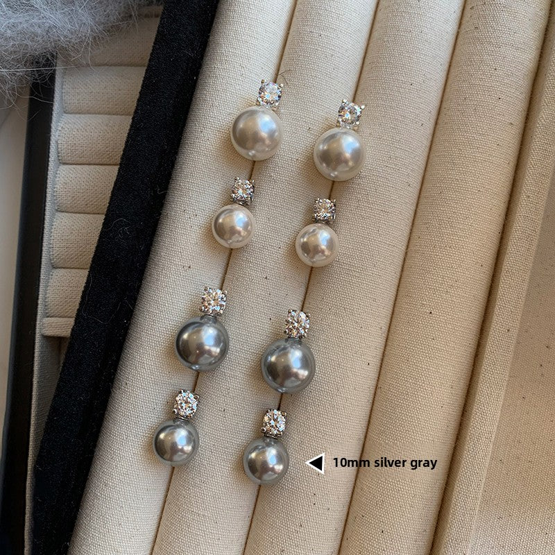 Sterling silver French purple pearl Princess Diana earrings women's high-end French light luxury high-end 2025 new stud earrings