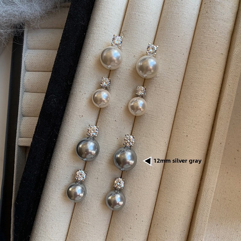 Sterling silver French purple pearl Princess Diana earrings women's high-end French light luxury high-end 2025 new stud earrings