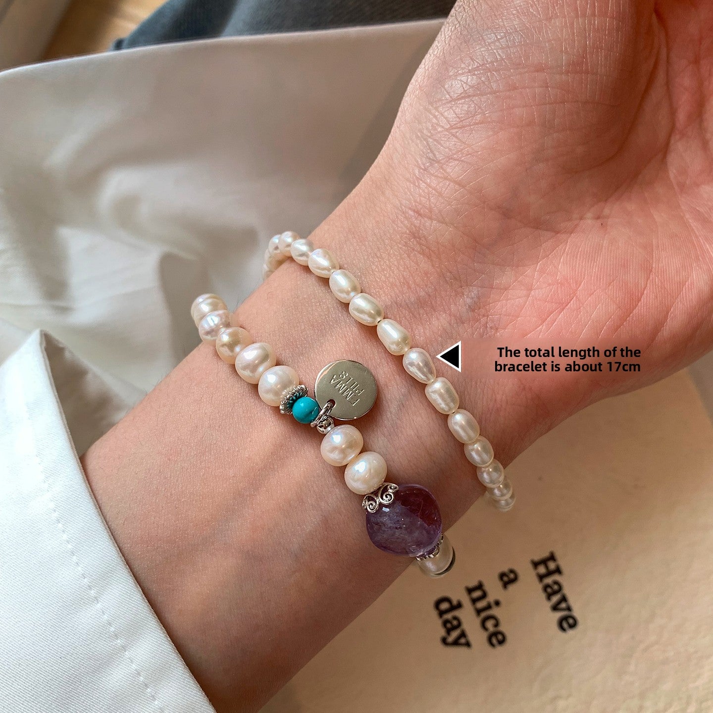 Natural freshwater pearl purple crystal bracelet women's summer 2025 new light luxury high-end emotional stability bracelet