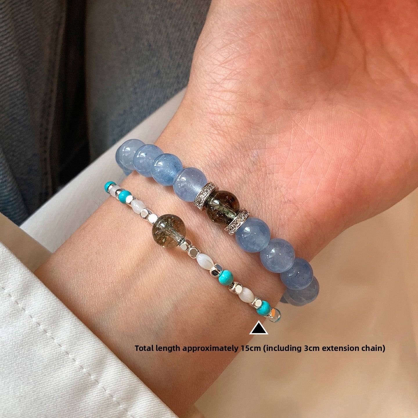 Natural aquamarine green ghost stone bracelet for women, suitable for summer cool and light luxury high-end 2025 new popular bracelet