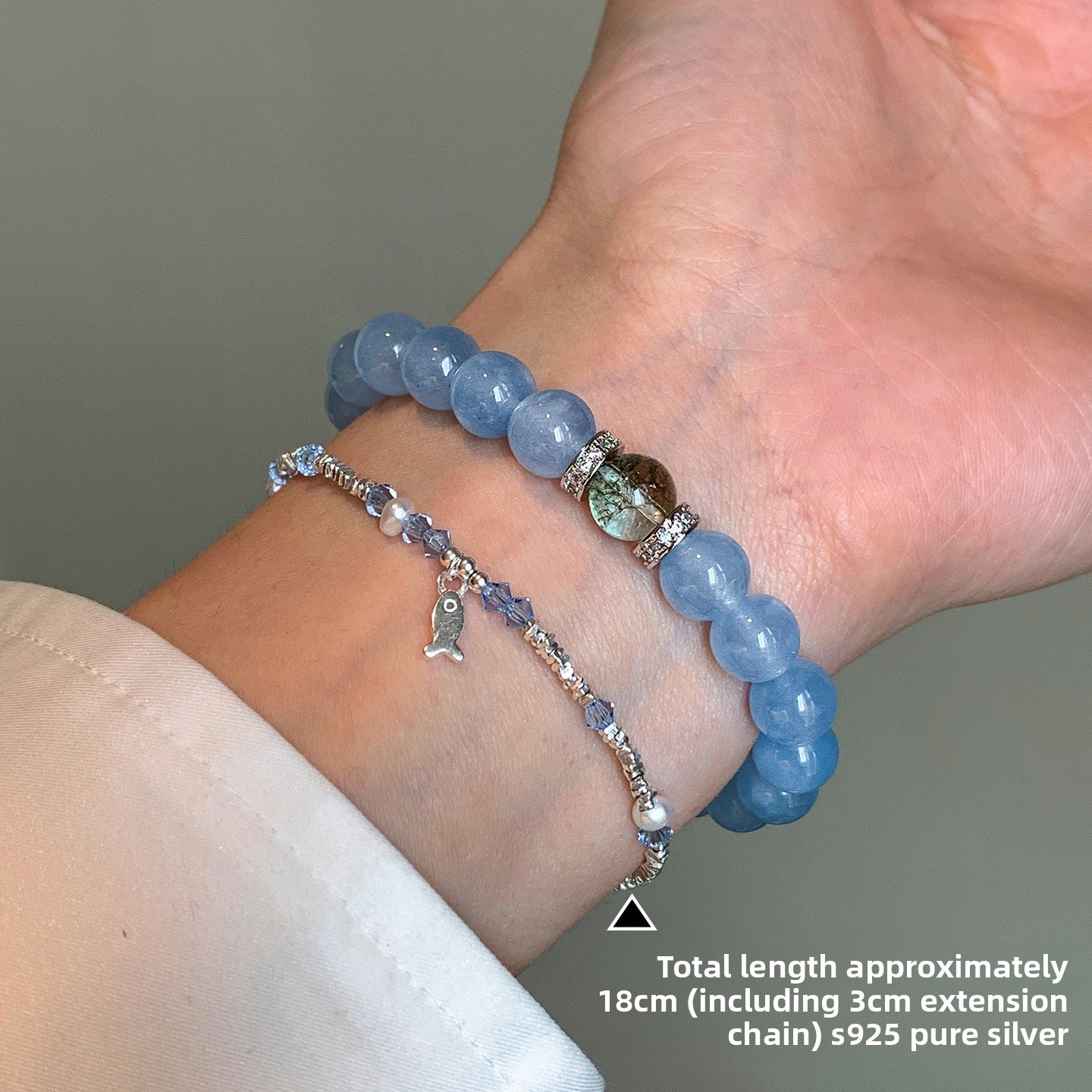 Natural aquamarine green ghost stone bracelet for women, suitable for summer cool and light luxury high-end 2025 new popular bracelet