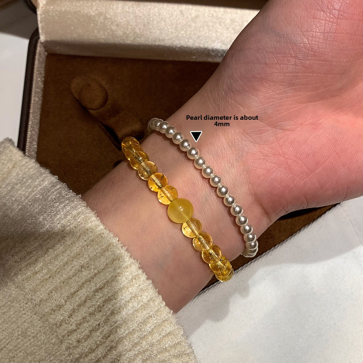 Citrine turquoise beeswax Duobao bracelet women's light luxury exquisite fashion Qixi Festival gift high-end lucky bracelet