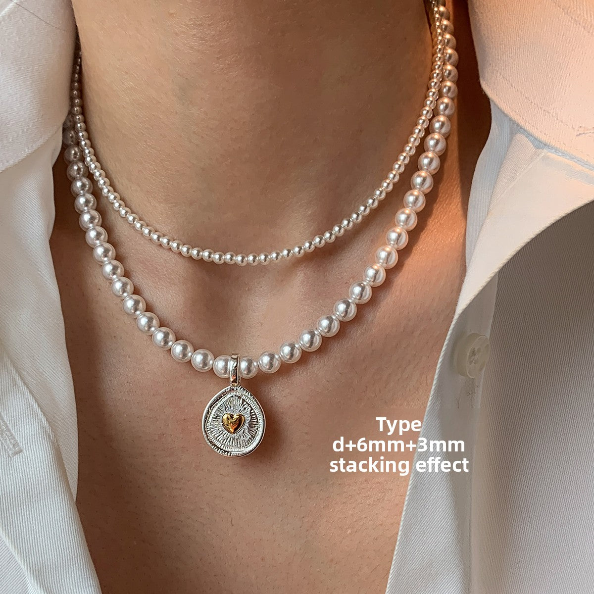 Love Round Shield Necklace Pendant DIY Jewelry Accessories Metal Silver Universal Buckle Pendant Light Luxury Premium Sense