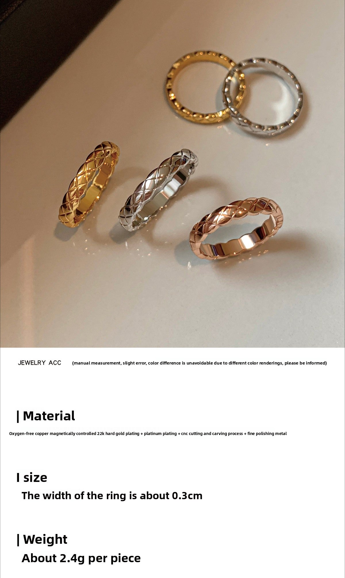 Xiaoxiangfeng rose gold silver rhombus ring women's light luxury exquisite fashion niche design European and American plain ring ring