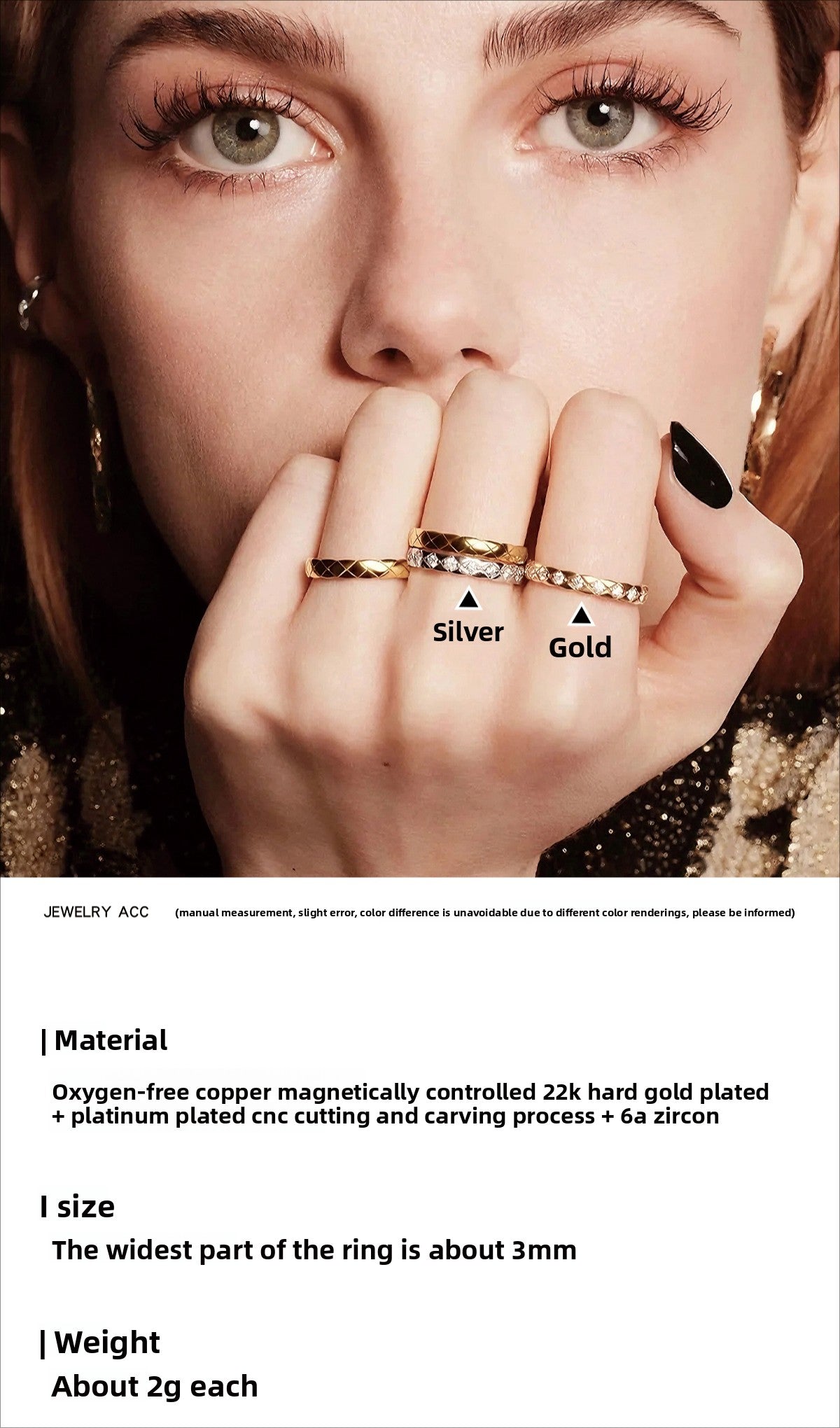 Europe and America stacked with small fragrant wind, diamond-set rose gold silver rhombus ring, female index finger plain ring, light luxury design, advanced