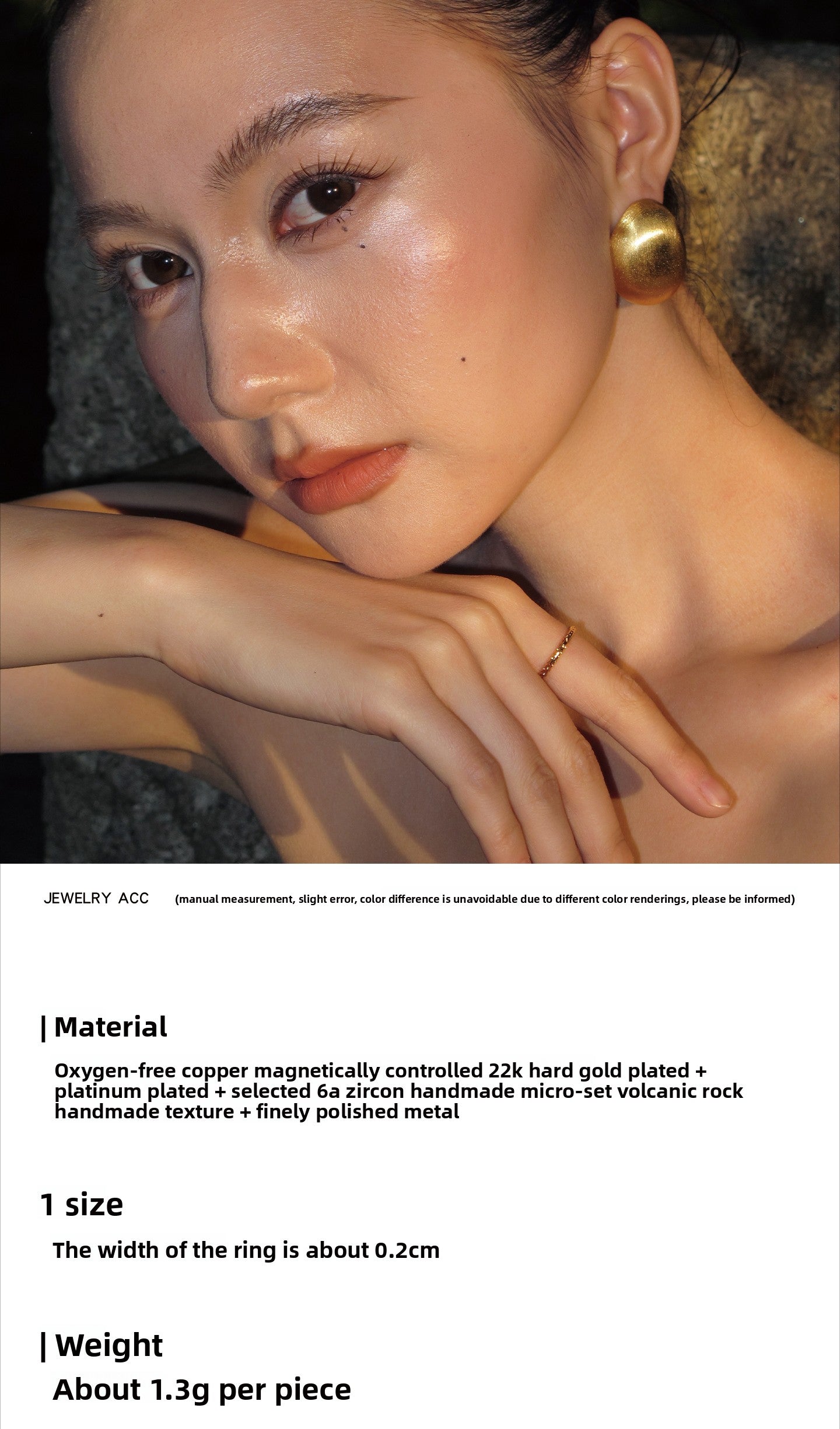 Diamond-encrusted zircon 22K gold silver small sugar cube plain ring ring women's light luxury niche high-end tail ring middle finger index finger