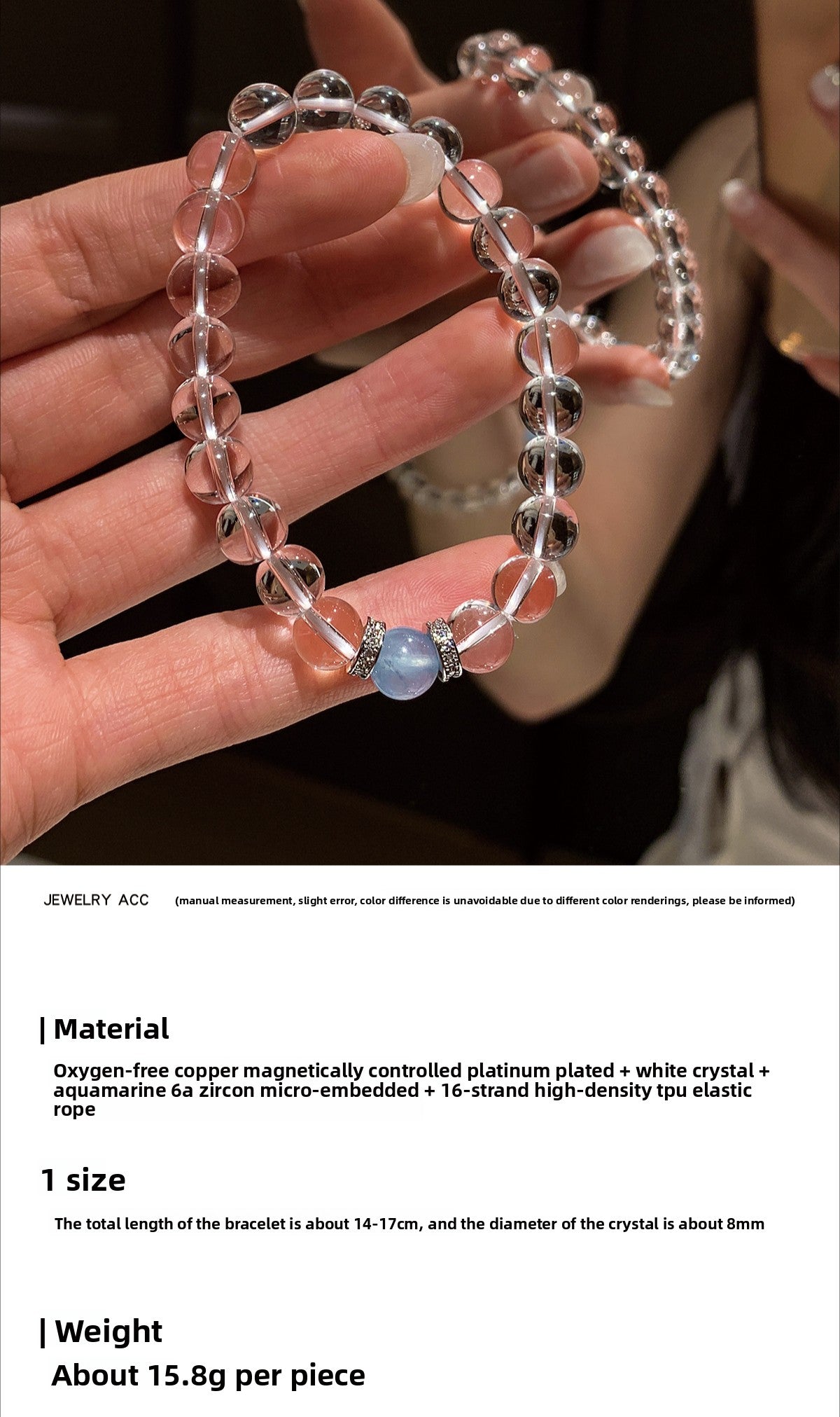 White Crystal Natural Aquamarine Bracelet Women's Light Luxury Exquisite Fashion 2025 Super Fire Xuanxue Wangcai Bracelet Jewelry