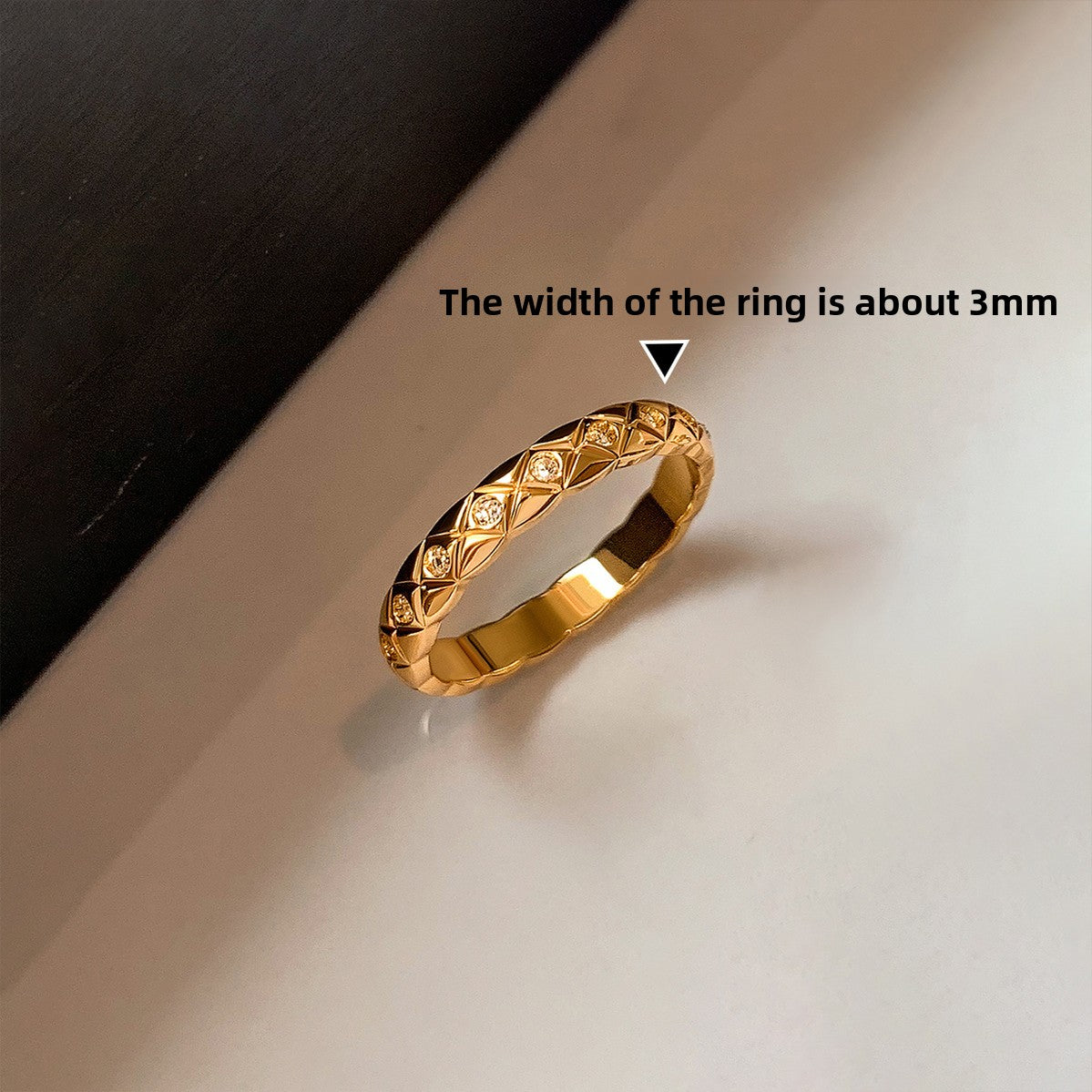 Europe and America stacked with small fragrant wind, diamond-set rose gold silver rhombus ring, female index finger plain ring, light luxury design, advanced